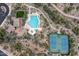 Community pool and tennis courts are shown in this aerial view at 11157 E Greenway Rd, Scottsdale, AZ 85255