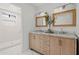 Modern bathroom with double vanity and marble countertop at 17239 E La Pasada Dr, Fountain Hills, AZ 85268