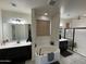 Elegant bathroom featuring double sinks, a soaking tub, and a separate glass shower at 2738 E Cherry Hill E Dr, Gilbert, AZ 85298