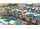 Aerial view of condo building, pool, and surrounding area at 16 W Encanto Blvd # 609, Phoenix, AZ 85003