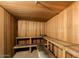 A beautiful sauna with cedar walls, ceiling, and benches, providing a tranquil space to relax at 16 W Encanto Blvd # 609, Phoenix, AZ 85003