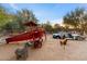 Unique backyard with airplane, car art, and sculptures at 30017 N 60Th St, Cave Creek, AZ 85331