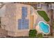 Aerial view showing home, solar panels, and pool at 1923 E Zion Way, Chandler, AZ 85249