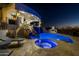 Night view of a luxurious pool and spa at 4362 N Diamond Point Cir, Mesa, AZ 85207