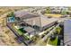Aerial view of house with backyard, pergola, and fire pit at 11578 W Montansoro Ln, Peoria, AZ 85383