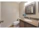 Bathroom with granite vanity, single sink and shower at 13607 N 111Th Ave, Sun City, AZ 85351