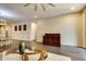 Bright dining room features hardwood floors and a charming table with seating for six at 17103 S 182Nd Ln, Goodyear, AZ 85338