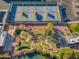 Aerial view showing tennis courts and a mini-golf course at 10632 W Roundelay Cir, Sun City, AZ 85351