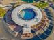 Aerial view of circular community pool and surrounding deck at 10632 W Roundelay Cir, Sun City, AZ 85351