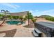 Relaxing pool area with shade sails and a hot tub at 23807 N 64Th Ave, Glendale, AZ 85310