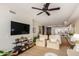 Living room with city views, comfortable seating, and open kitchen access at 4422 N 75Th St # 7009, Scottsdale, AZ 85251