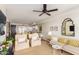 Open living room features modern furniture and an open concept to the kitchen at 4422 N 75Th St # 7009, Scottsdale, AZ 85251