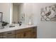 Elegant bathroom with wood vanity, quartz countertop and modern fixtures at 15214 N Elena Dr, Fountain Hills, AZ 85268
