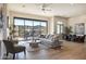 Open concept living room with sliding glass doors and mountain views at 15214 N Elena Dr, Fountain Hills, AZ 85268