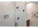 Clean shower with white subway tile and glass enclosure at 15214 N Elena Dr, Fountain Hills, AZ 85268
