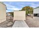 Backyard with shed, gravel and walkway at 300 S Val Vista Dr # 152, Mesa, AZ 85204