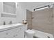 Clean bathroom with a shower/tub combo and white vanity at 300 S Val Vista Dr # 152, Mesa, AZ 85204