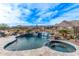 Relax in this beautiful pool and spa with mountain views at 5658 N 206Th Ln, Buckeye, AZ 85396