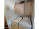 Laundry area with washer, dryer, and upper cabinets at 9333 E University Dr # 196, Mesa, AZ 85207