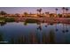 Luxury homes and lake with palm trees reflecting in the water at 23206 N Del Monte Dr, Sun City West, AZ 85375