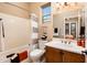 Clean bathroom with tub, shower, and modern vanity at 23206 N Del Monte Dr, Sun City West, AZ 85375