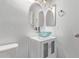 Bathroom with glass vessel sink and white vanity at 3109 E Denim Trl, San Tan Valley, AZ 85143