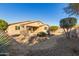 Desert landscaping surrounds this home's backyard, which includes a covered patio at 1113 W Fir Tree Rd, Queen Creek, AZ 85140