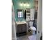 Bathroom with modern vanity and floating shelves at 1424 E Kerry Ln, Phoenix, AZ 85024