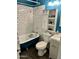 Stylish bathroom with subway tile, a clawfoot tub, and modern vanity at 1424 E Kerry Ln, Phoenix, AZ 85024