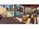 Spacious pool area with pergola and seating at 1424 E Kerry Ln, Phoenix, AZ 85024