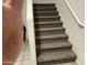 Carpeted staircase with simple white railings at 35262 W San Ildefanso Ave, Maricopa, AZ 85138