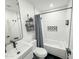 Modern bathroom with white subway tiles and a gray shower curtain at 4121 W Alta Vista Rd, Phoenix, AZ 85041
