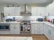 Modern kitchen with white cabinets and chevron backsplash at 4121 W Alta Vista Rd, Phoenix, AZ 85041