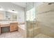 Spa-like bathroom with double sinks, shower and tub at 11065 E Mark Ln, Scottsdale, AZ 85262