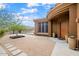 Front courtyard entry with string lights and mountain views at 1731 W Steinway Dr, Phoenix, AZ 85041