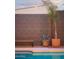 Landscaped pool area with plants in terracotta pots at 7301 E Claremont St, Scottsdale, AZ 85250