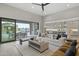 Living area featuring a sliding glass door to a patio with a pool view at 12347 E Gold Dust Ave, Scottsdale, AZ 85259