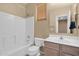 Bathroom boasts a vanity, toilet, and bathtub at 15466 W Laurel Ln, Surprise, AZ 85379