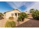 Landscaped backyard with covered patio and gravel at 18109 W Skyline Dr, Surprise, AZ 85374