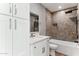 Modern bathroom with white cabinets and designer tile at 3850 N 12Th Ave, Phoenix, AZ 85013