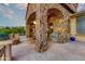 Gorgeous outdoor kitchen with built-in grill and stone accents at 9108 N Fireridge Trl, Fountain Hills, AZ 85268