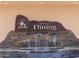 Sun Lakes Palo Verde dining room sign with water feature at 11111 E Elmhurst Dr, Sun Lakes, AZ 85248