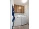 Laundry area with washer, dryer, and cabinets at 13609 N Newcastle Dr, Sun City, AZ 85351