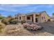 Landscaped backyard with covered patio and desert plants at 15158 W Camino Estrella Dr, Surprise, AZ 85374