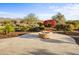 Landscaped backyard with fire pit and mountain views at 17817 E Cindercone Rd, Rio Verde, AZ 85263