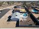 Aerial view of house, pool, and backyard, showing a gray house with a swimming pool at 1801 E Paradise Ln, Phoenix, AZ 85022