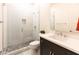 Clean bathroom with a walk-in shower and pebble floor at 3928 E Crittenden Ln, Phoenix, AZ 85018