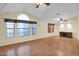 Bright living room with hardwood floors and vaulted ceiling at 8500 E Southern Ave # 509, Mesa, AZ 85209