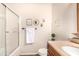 Bathroom with tub, shower, and granite vanity at 12017 N 27Th Pl, Phoenix, AZ 85028