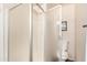 Clean bathroom with shower stall and toilet at 12017 N 27Th Pl, Phoenix, AZ 85028